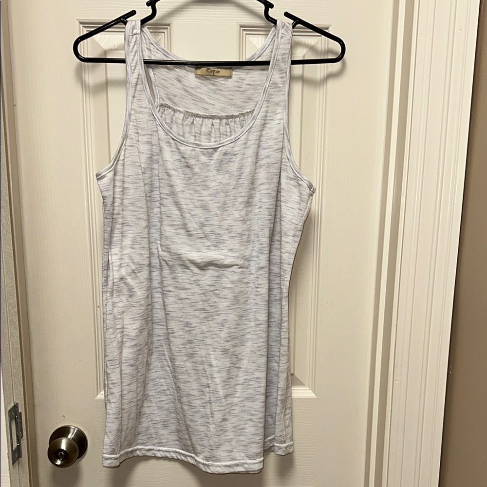 Gray Heather Tank Top with Scoop Neckline